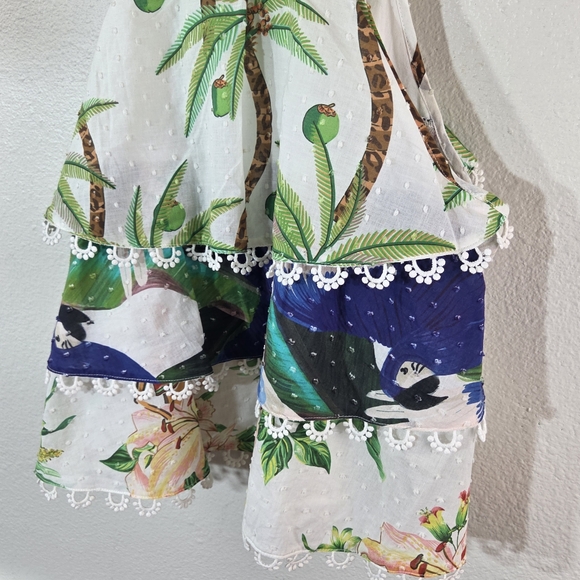 Women’s Farm Rio Beach Palm Tree Tropical Scallop Tank Top XS - Picture 5 of 11